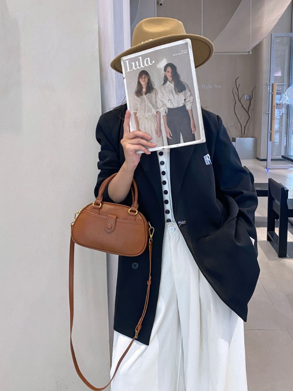 Classic Vintage Style Women's Mini Brown Leather Top Handle Bag