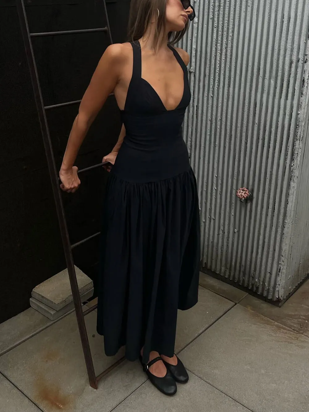 Exquisite Peplum Drop Waist Midi Dress