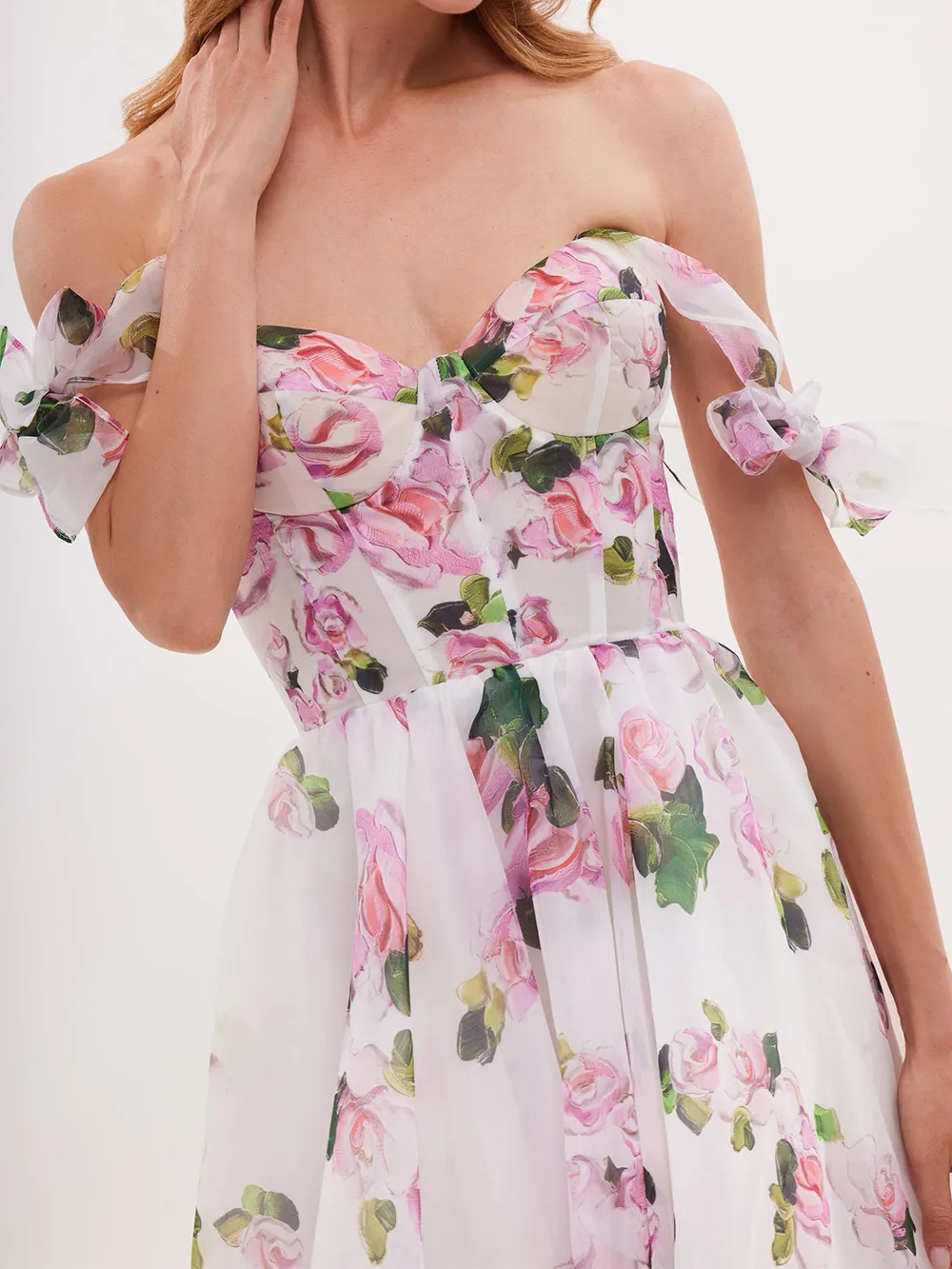 Tender Floral Midi Tie-strap Dress