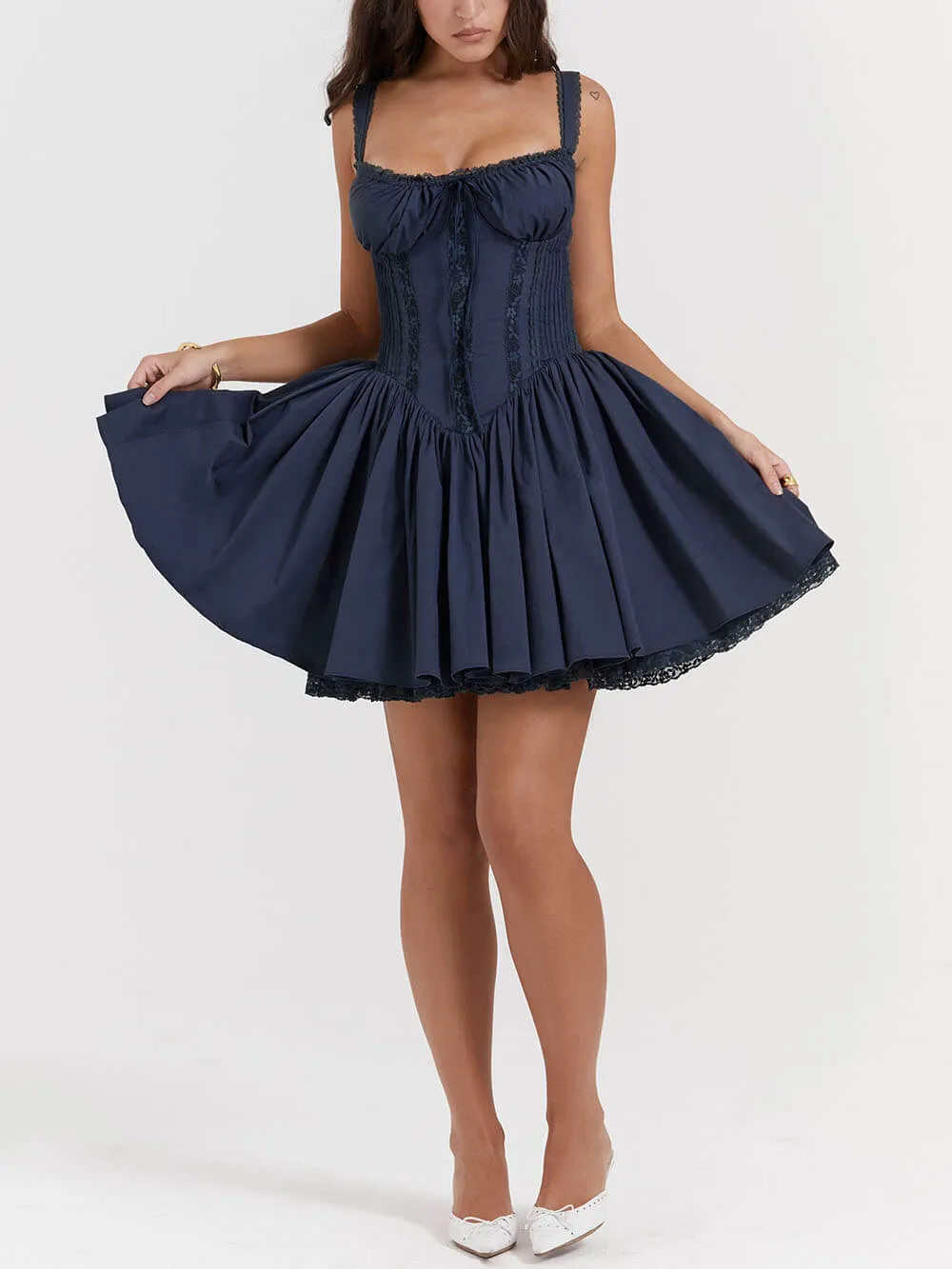 French Navy Corset Mini Dress