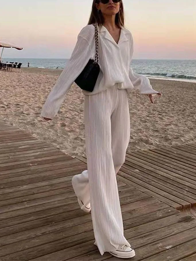 Textured Loose Casual Suit