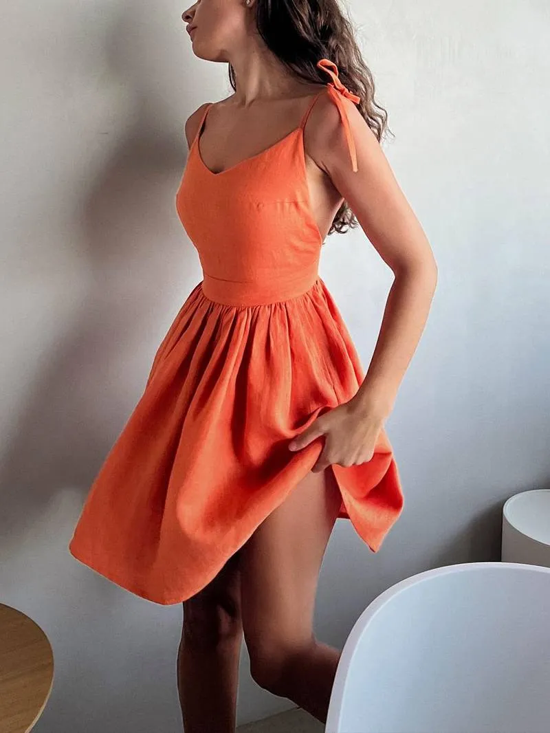 Suspender Backless High Waist Mini Dress