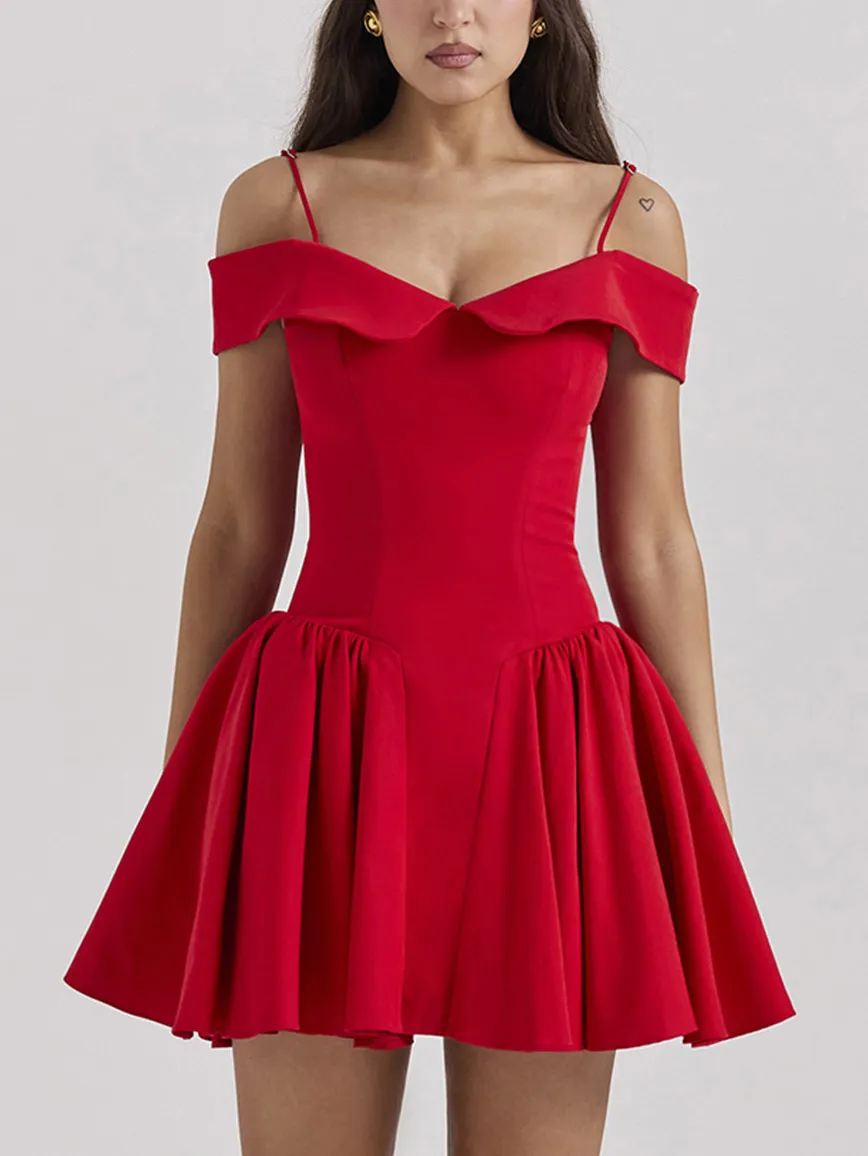 Elegant One Shoulder Sexy Puffy Gown Mini Dress