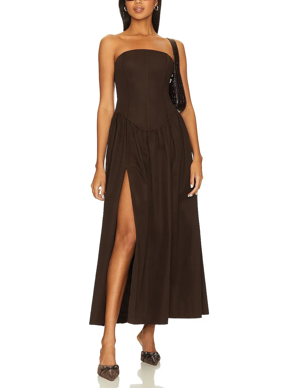 Elegant Sexy Off-the-shoulder Slit Midi Dress
