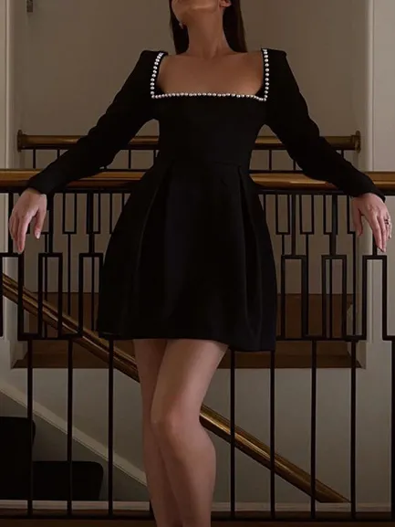 Pearl Square Collar Dress