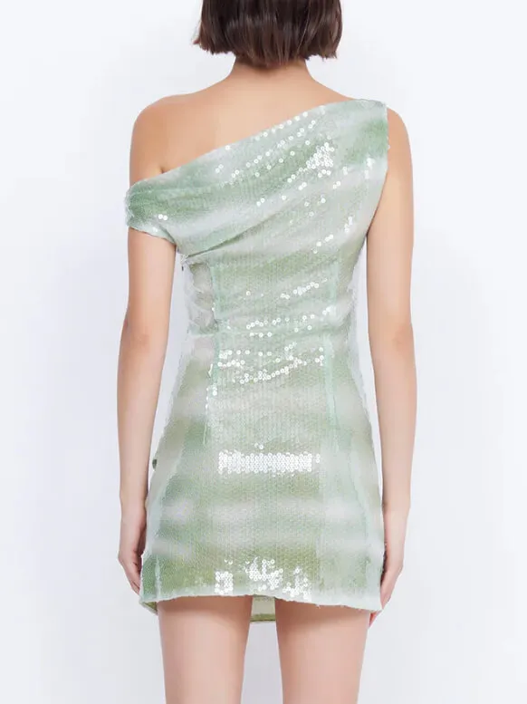 Elegant Off-shoulder Sequined Mini Dress