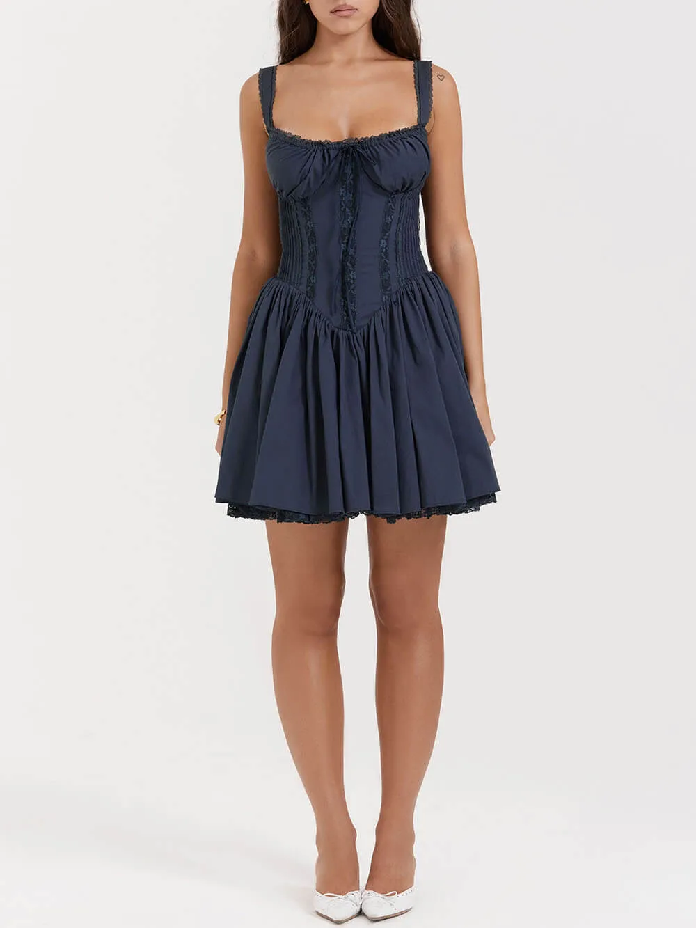 French Navy Corset Mini Dress