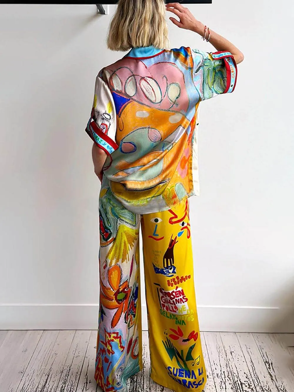 Unique Print Short-Sleeved Loose Shirt