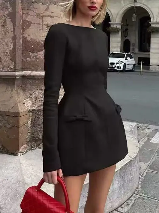 Elegant And Sophisticated Bow Mini Dress