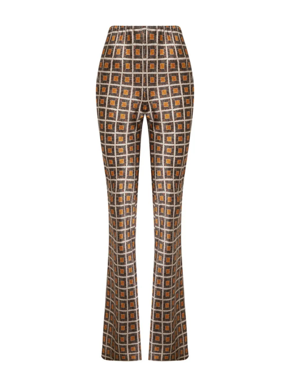 Unique Pattern Print Elastic Waist Slightly Flared Pants