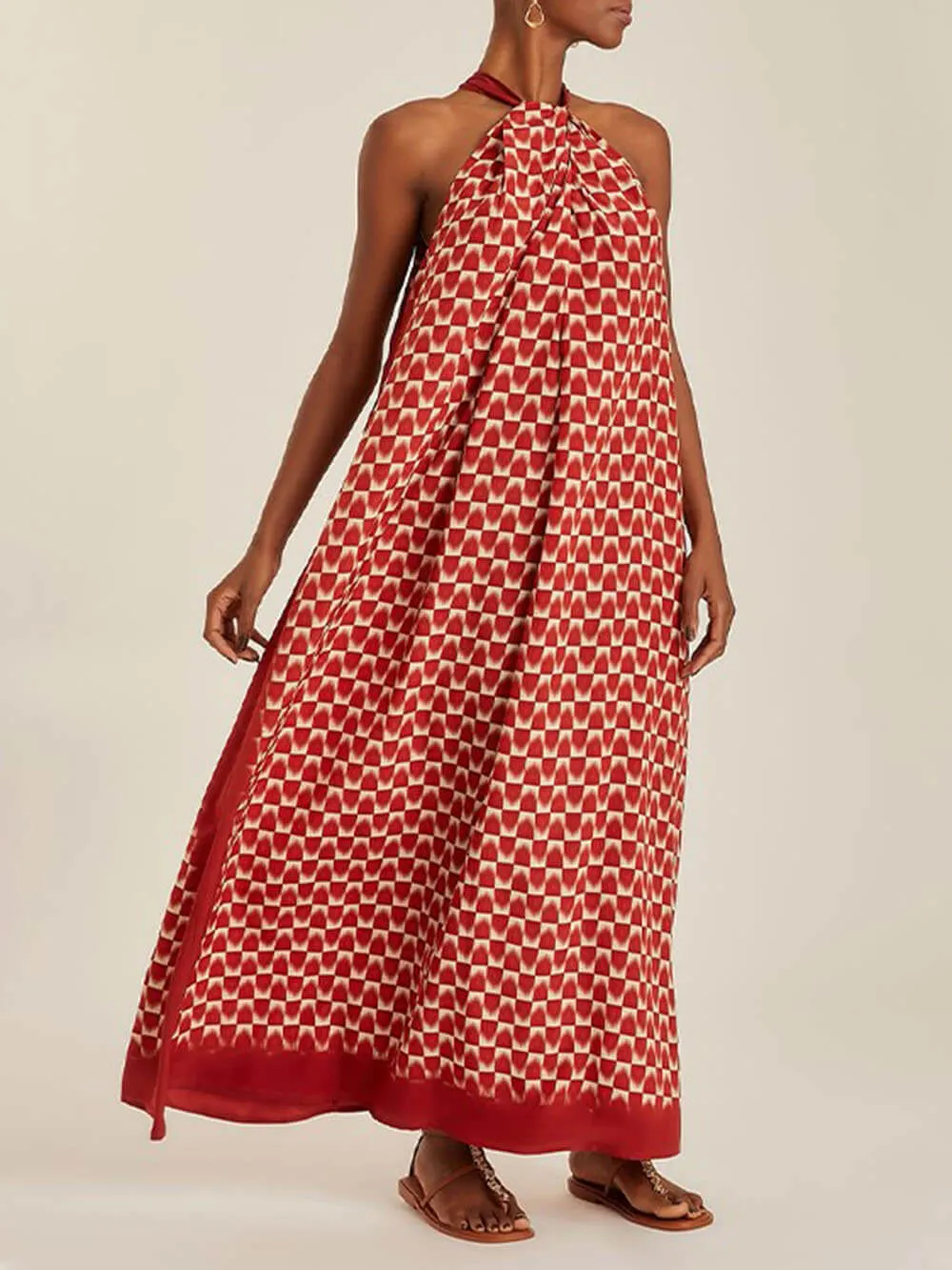 Elegant And Unique Pattern Off Shoulder Printed Maxi Dress