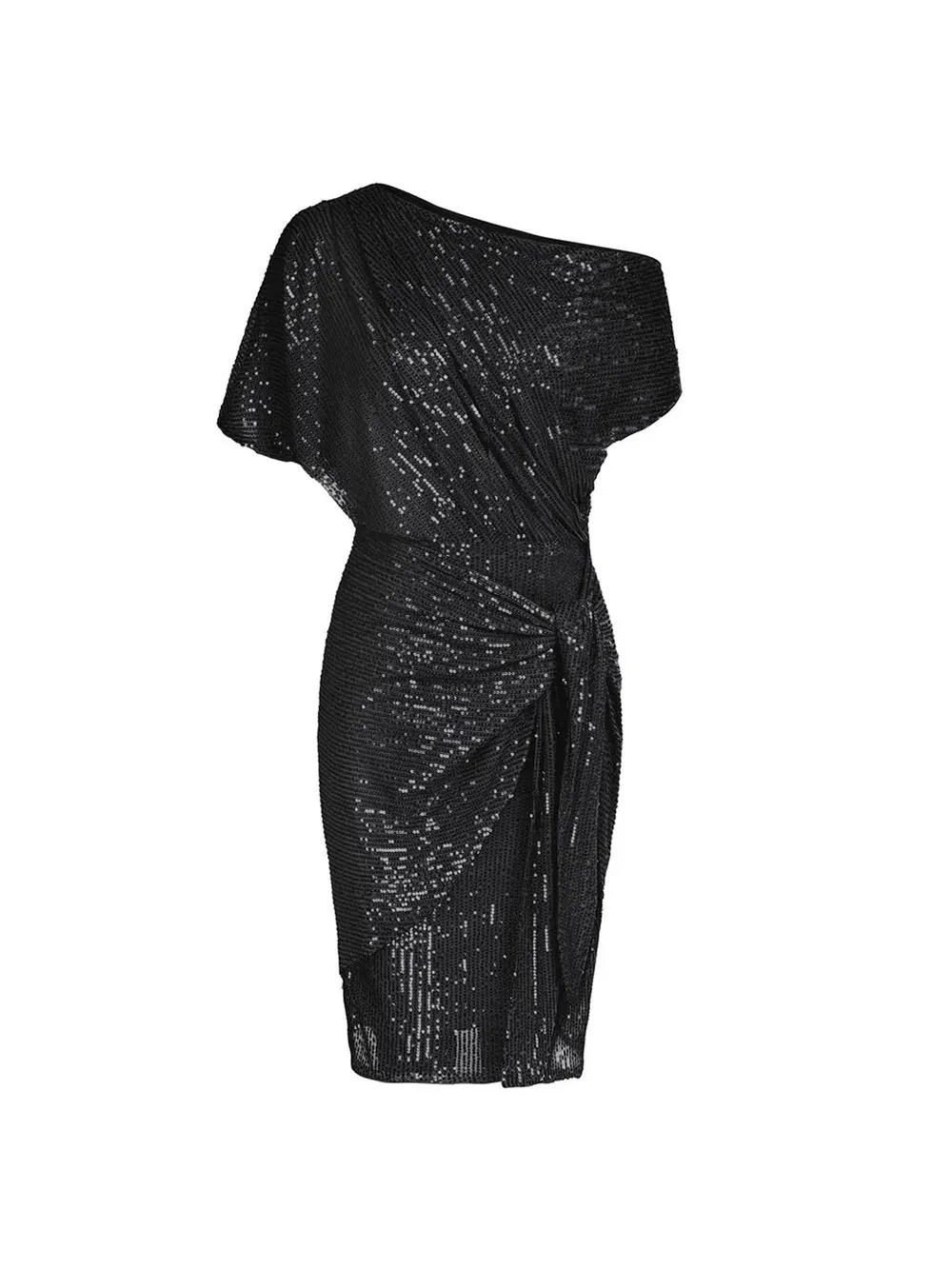 Elegant Sequined Asymmetrical Off-the-shoulder Mini Dress