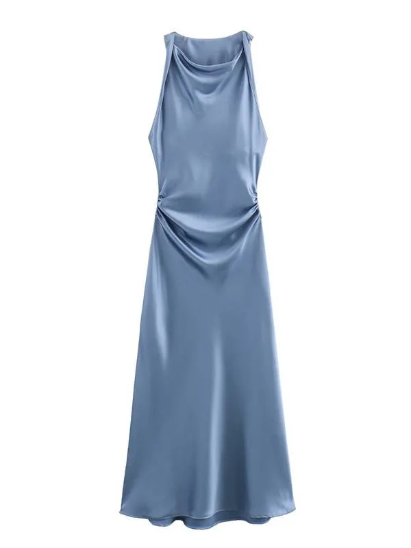 Sleeveless Satin Maxi Dress