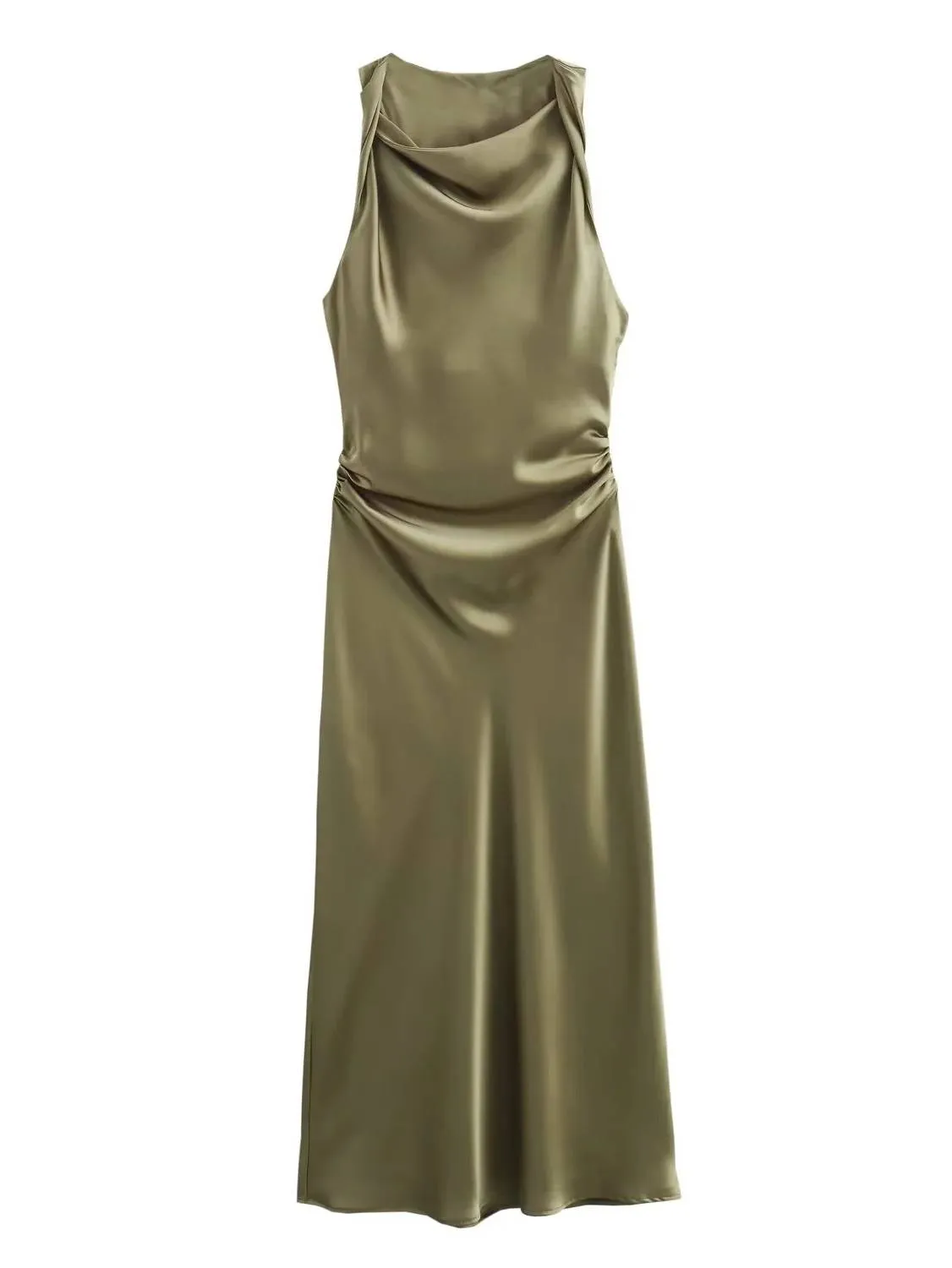 Sleeveless Satin Maxi Dress