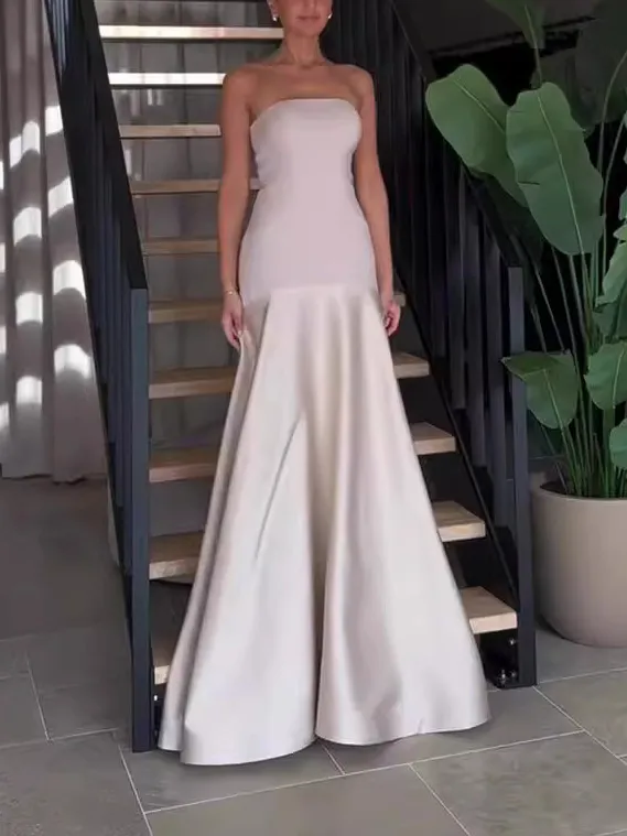 Elegant Satin One-Shoulder A-Line Maxi Dress