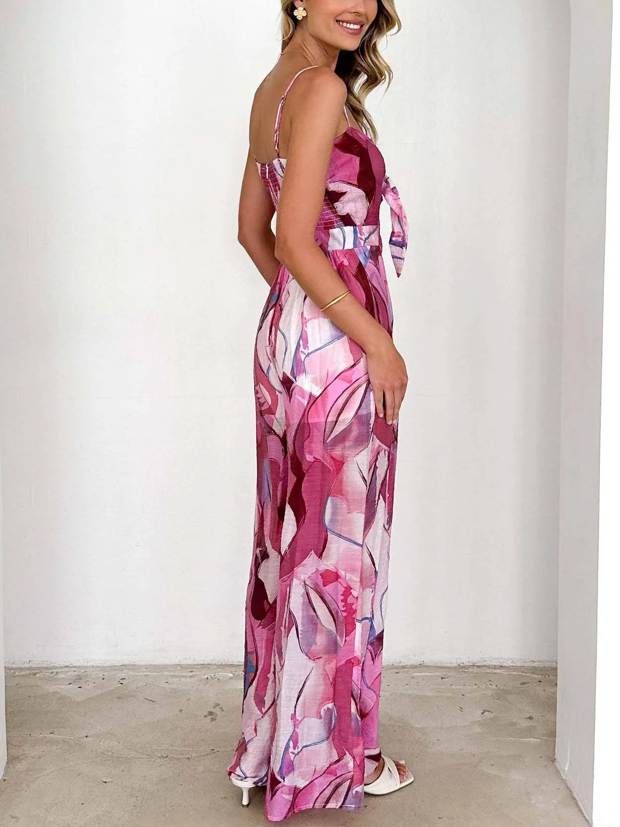 Printed suspender jumpsuit