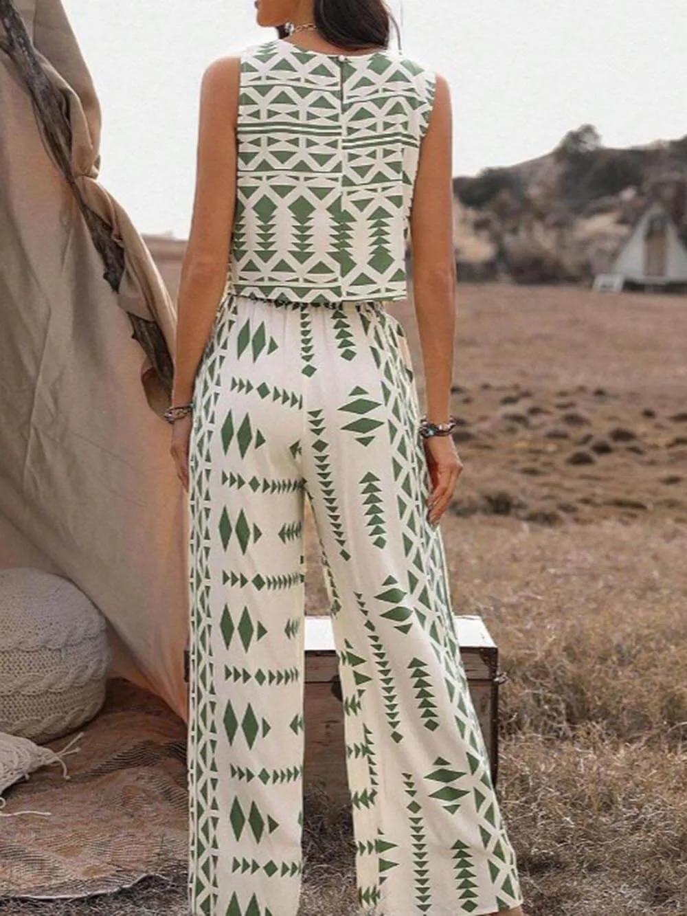 Geometric Print Loose Casual Tank Top