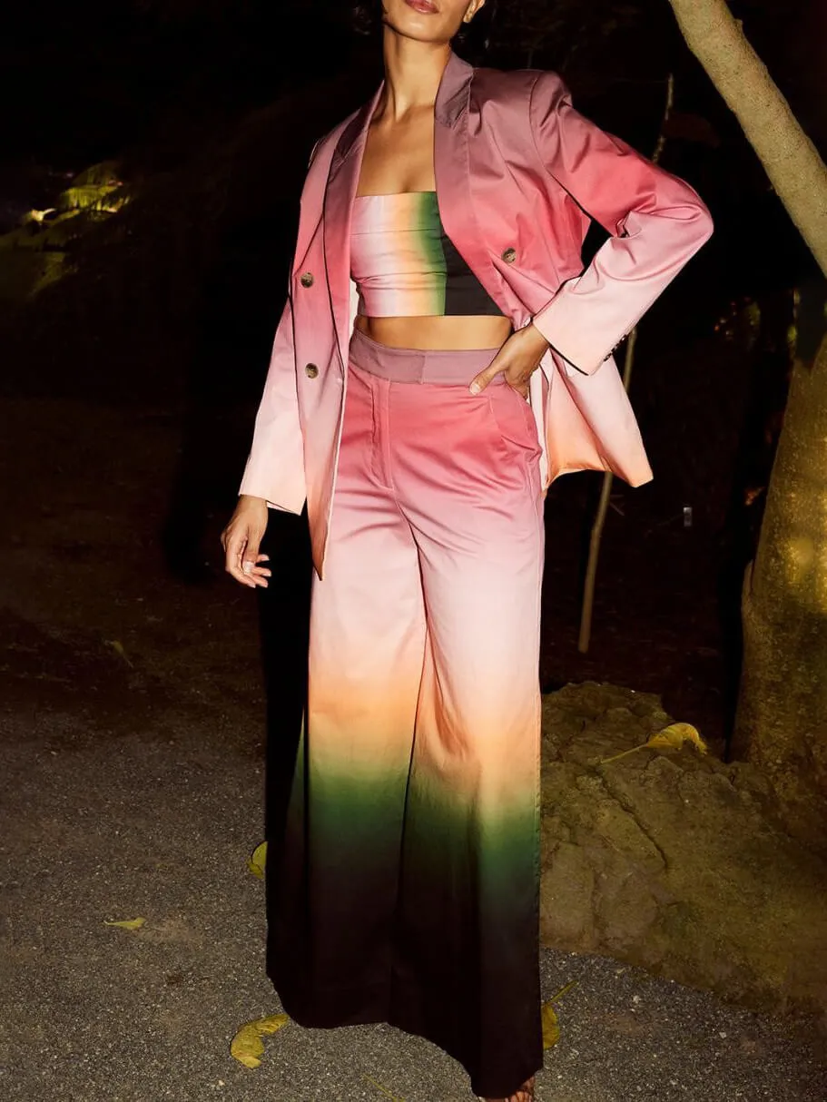 Temperament Gradient Print Suit Jacket