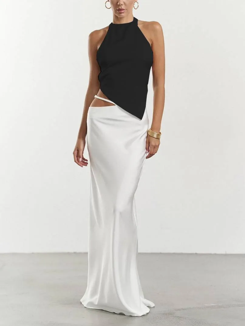 Halter neck backless irregular tube top