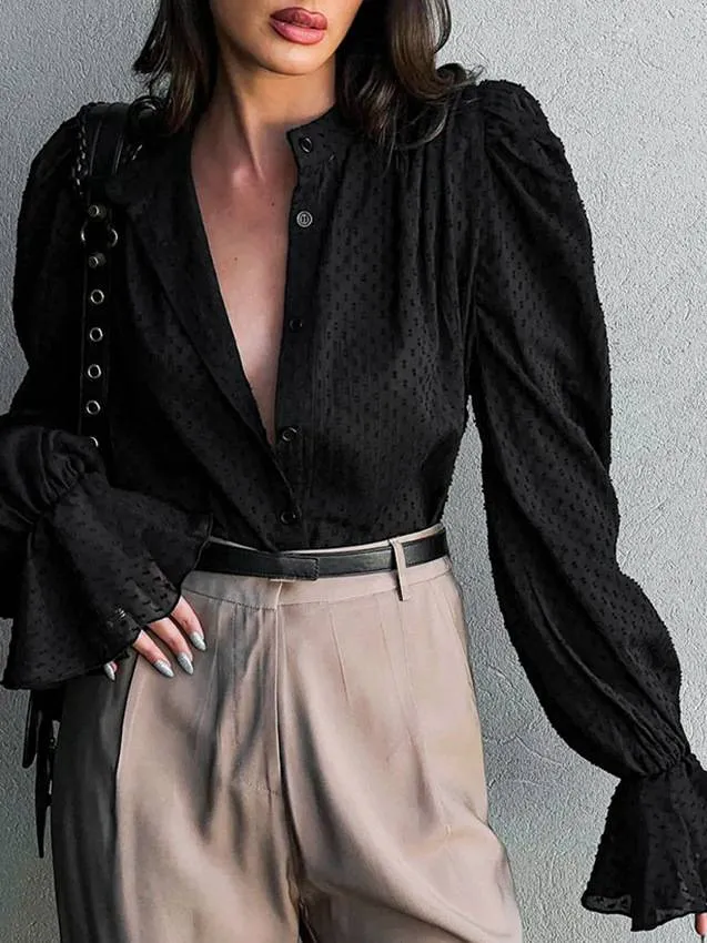 Jacquard Puff Sleeve Shirt