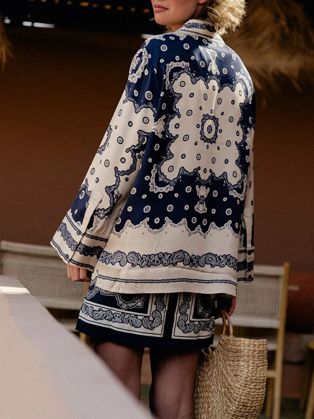 Unique Timeless Look Satin Paisley Print High Rise Mini Skirt