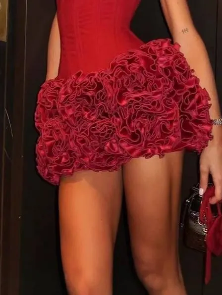 Three-dimensional Floral Mini Skirt