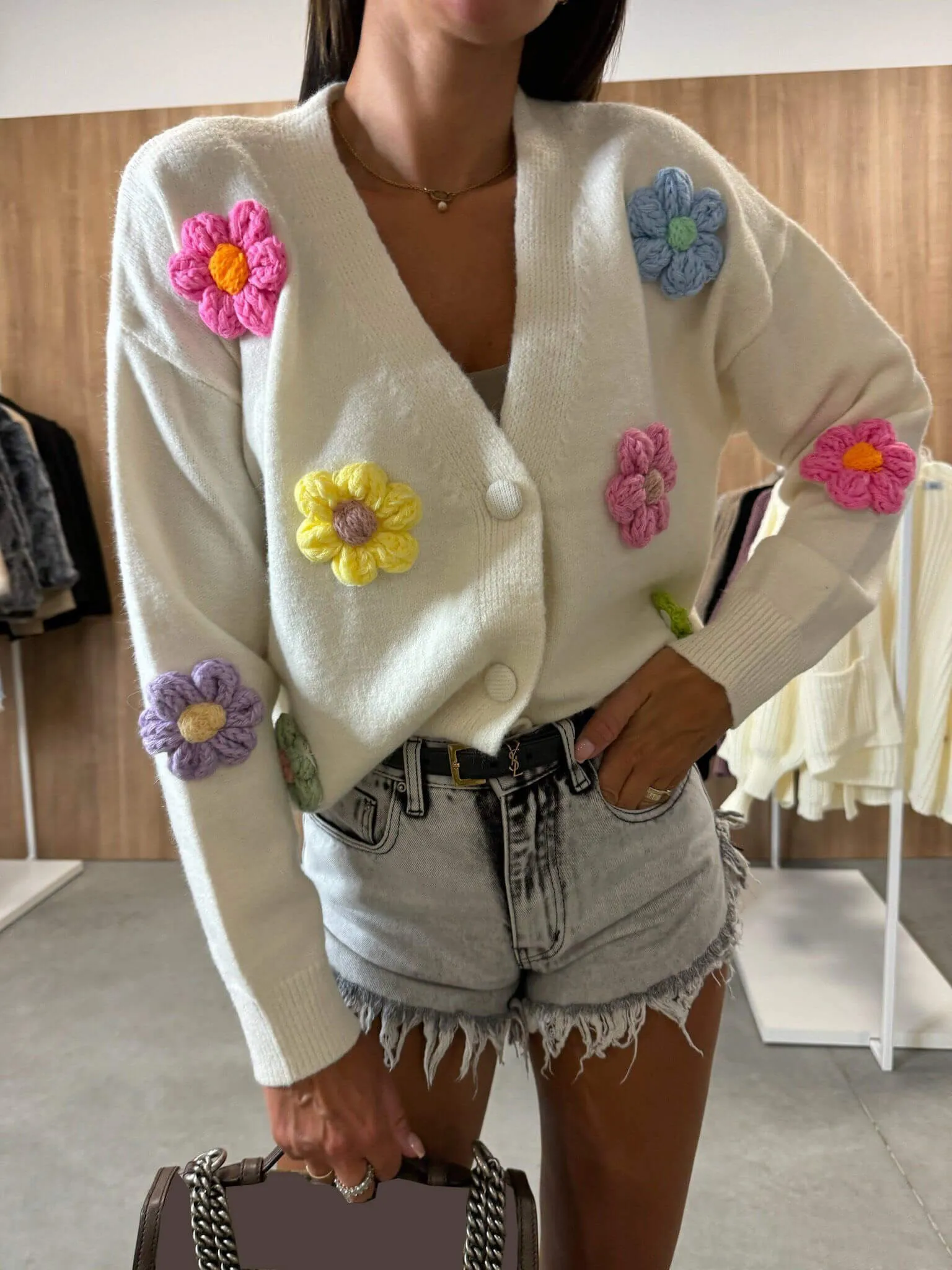 Casual Crochet Flower Sweater Cardigan