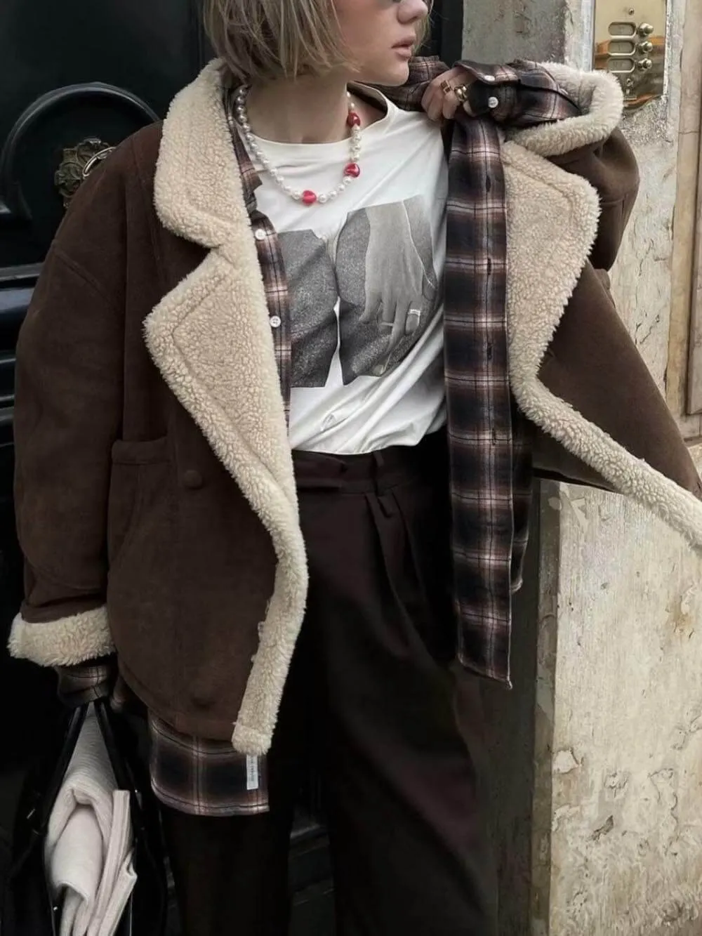 Retro Lamb Wool Loose Casual Coat