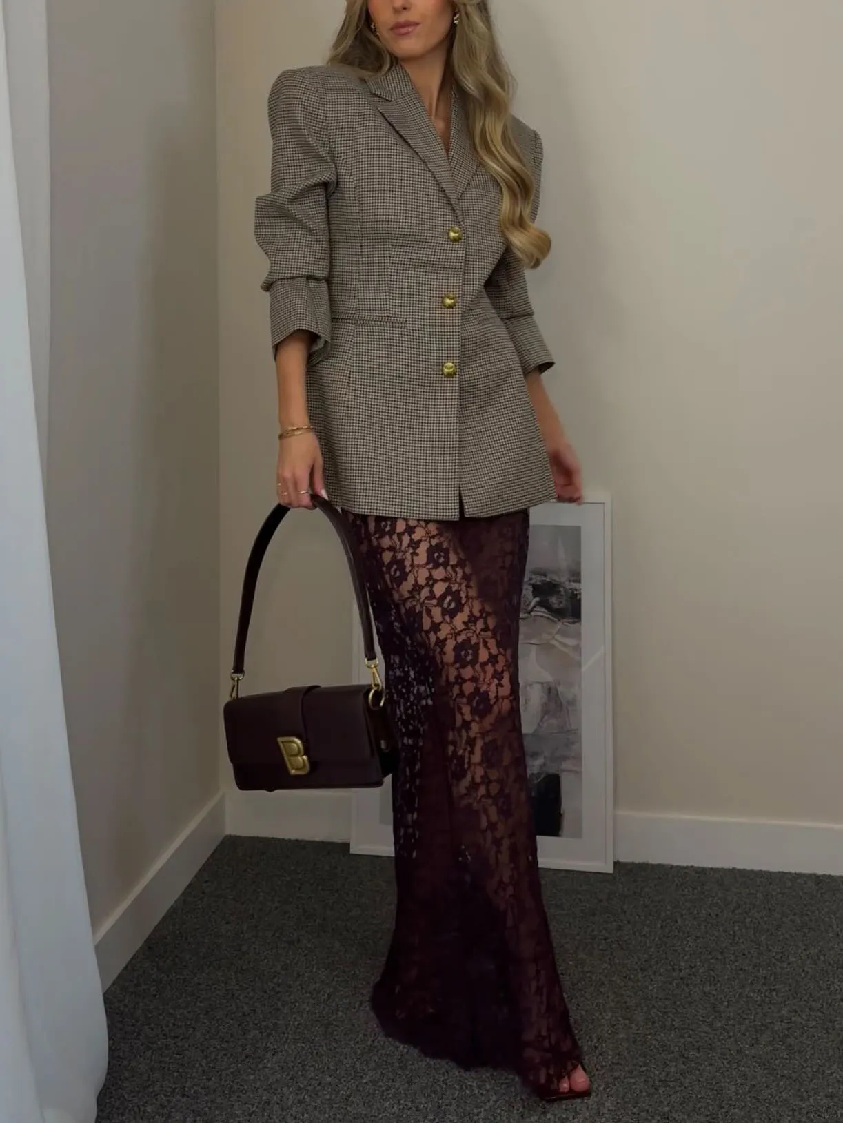 Street Retro Plaid Suit Jacket