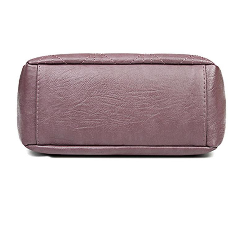 Ladies double-layer large capacity diagonal shoulder bag washed soft leather pouch