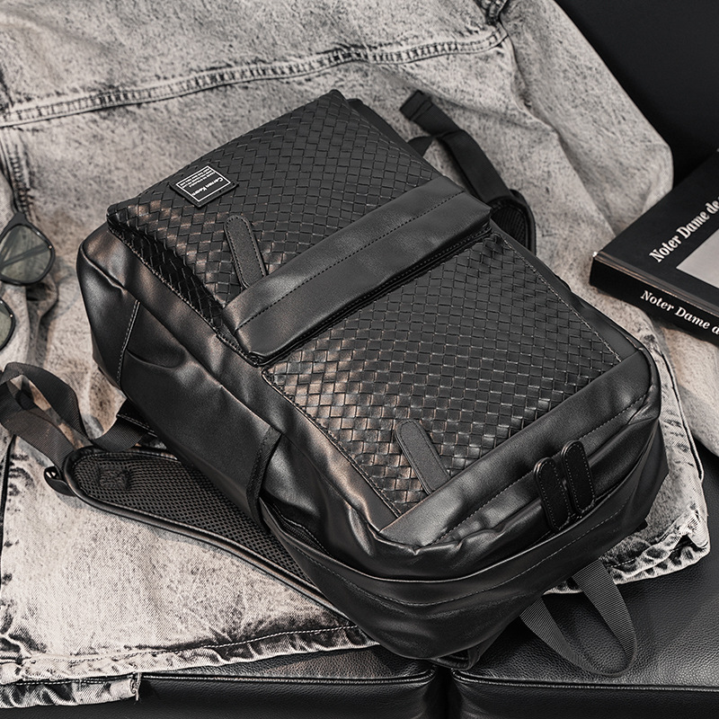 Large Embossed Woven Backpack