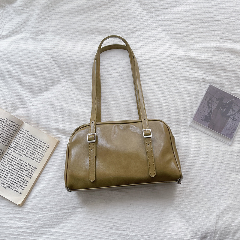 Large Shoulder Retro Bright Leather Tote Bag